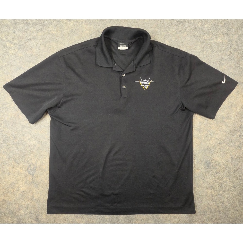 Nike Golf F-35 Lightning II Dri-FIT Polo Shirt Mens Large Black *Distressed*